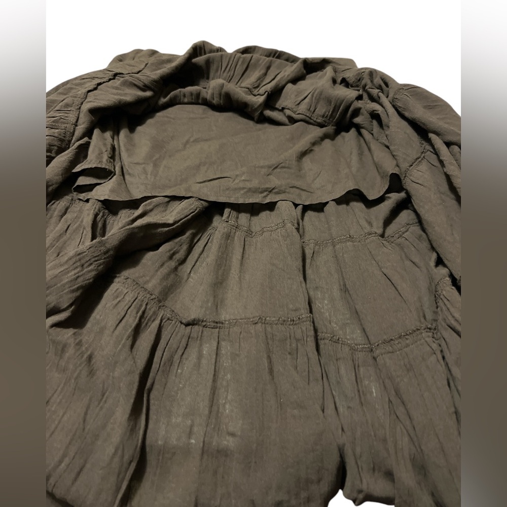 Free People Sz M Brown Dress Somewhere Sunny Drop Waist Maxi Tiered Flowy Boho - Picture 8 of 11